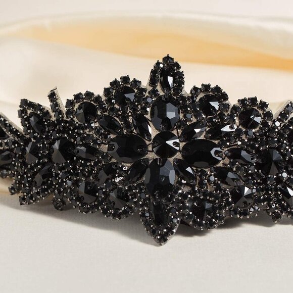 Black Rhinestone Flapper Headband 1920s Gatsby Costume Womens Accessory main image 7